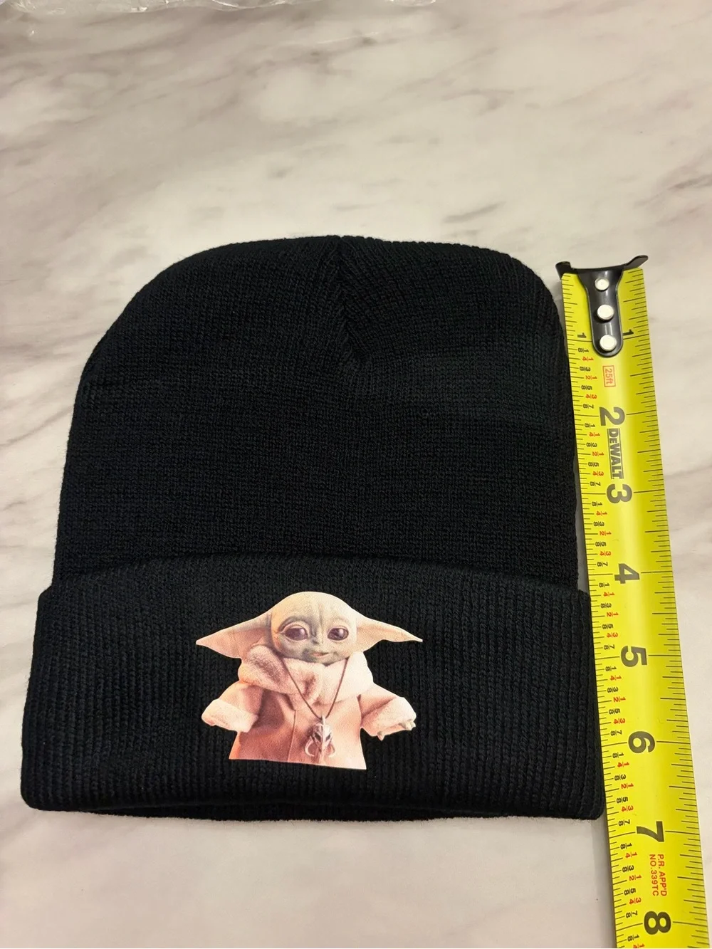 NWOT Grogu Baby Yoda Black Knit Beanie Cuffed Winter Hat Kids